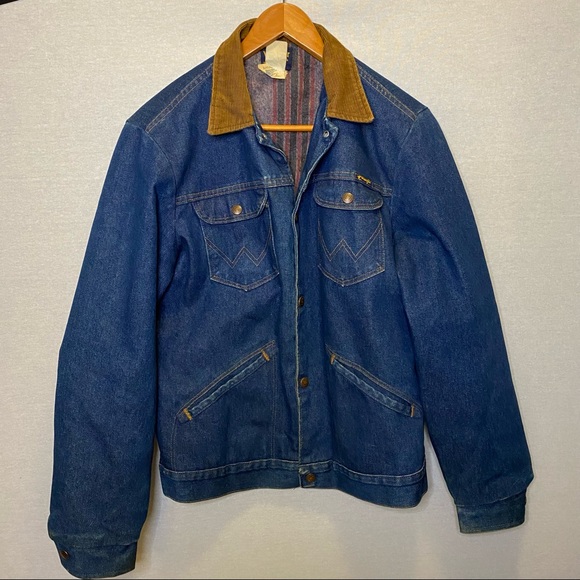 Wrangler Other - Rare Vintage Wrangler 70’s Denim Blanket Lined Jacket Western Sz 40L Made In USA